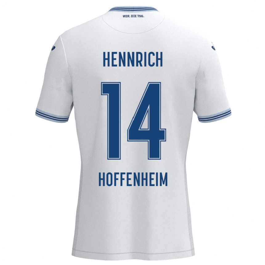 Kids Football Paul Hennrich #14 White Blue Away Jersey 2024/25 T-Shirt