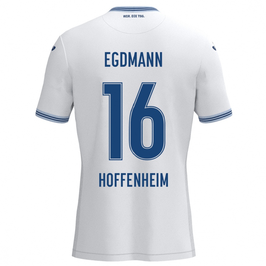 Kids Football Mika Egdmann #16 White Blue Away Jersey 2024/25 T-Shirt