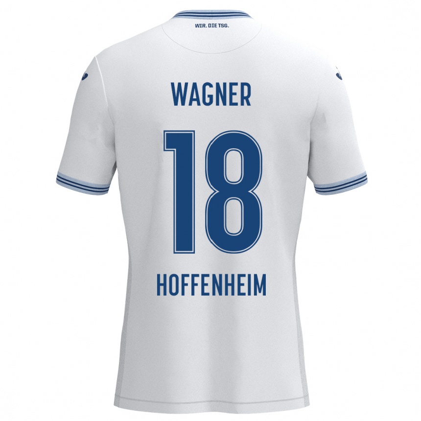 Kids Football Ricardo Wagner #18 White Blue Away Jersey 2024/25 T-Shirt