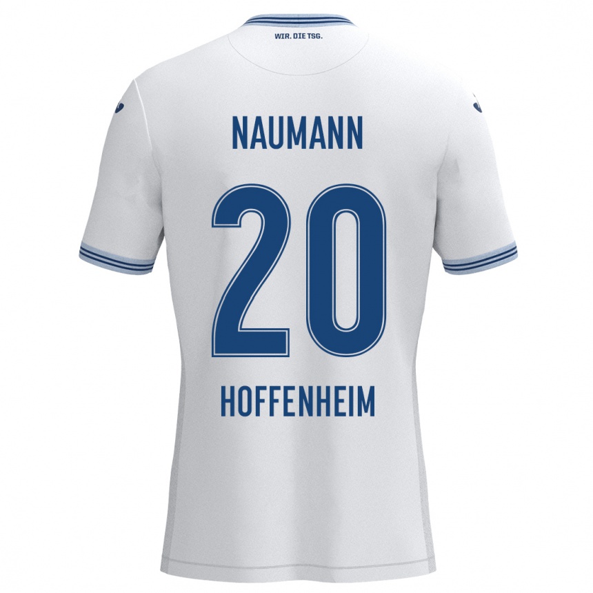 Kids Football Maxim Naumann #20 White Blue Away Jersey 2024/25 T-Shirt