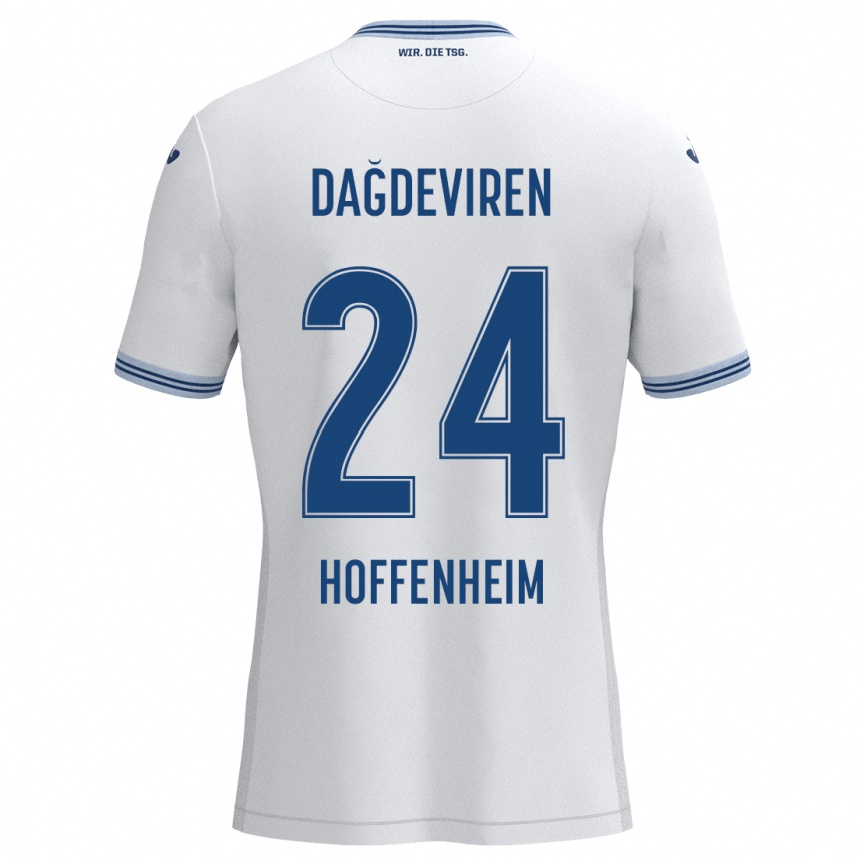 Kids Football Diren Dağdeviren #24 White Blue Away Jersey 2024/25 T-Shirt