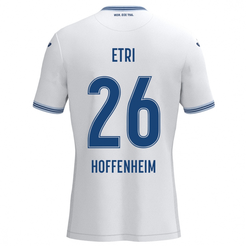 Kids Football Ahmed Etri #26 White Blue Away Jersey 2024/25 T-Shirt