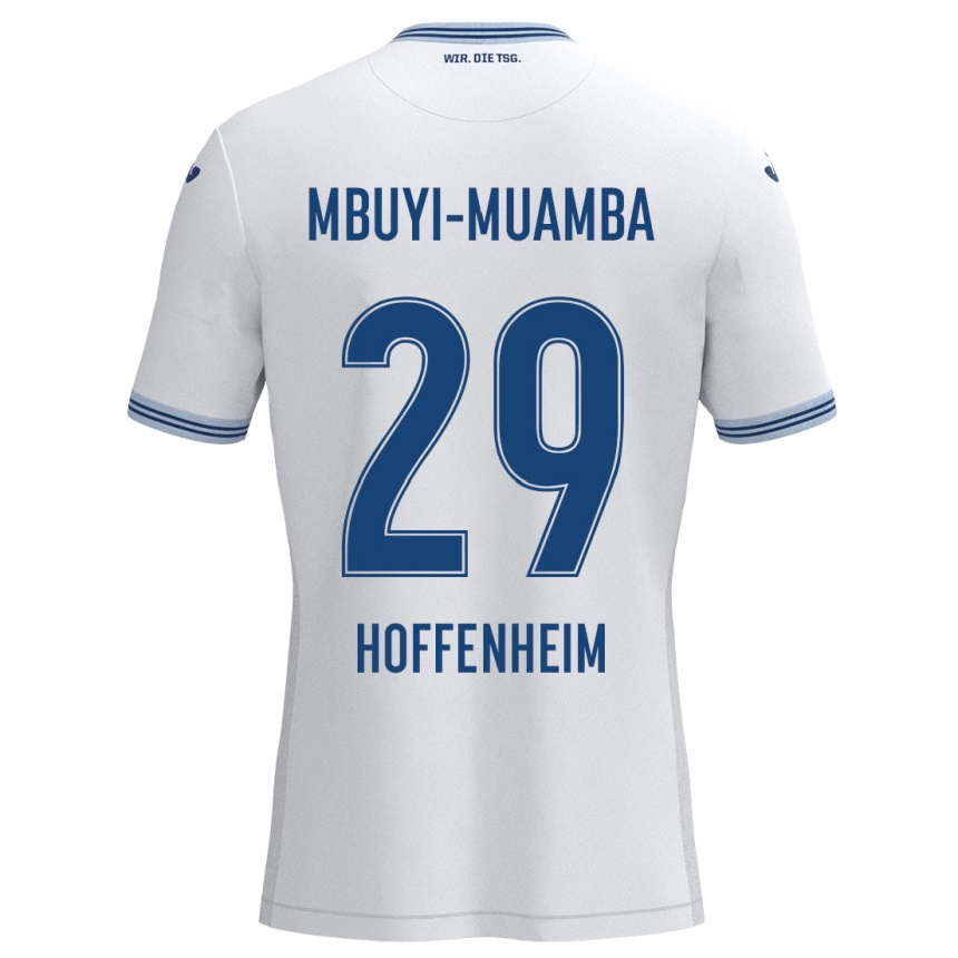 Kids Football Hubert Mbuyi-Muamba #29 White Blue Away Jersey 2024/25 T-Shirt