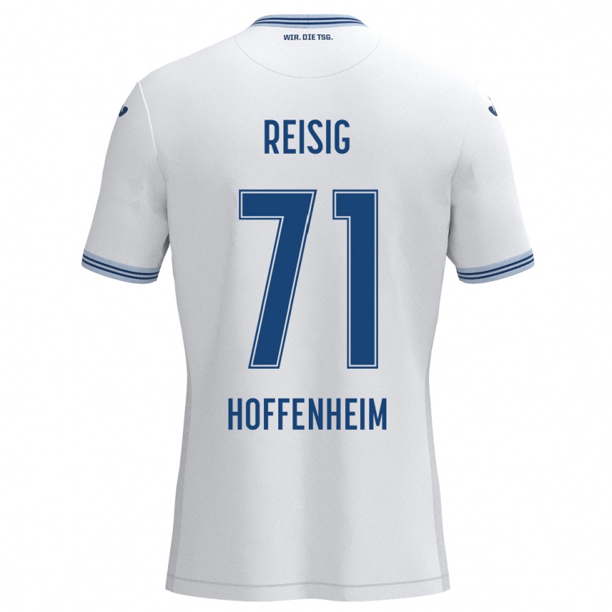 Kids Football Ruben Reisig #71 White Blue Away Jersey 2024/25 T-Shirt