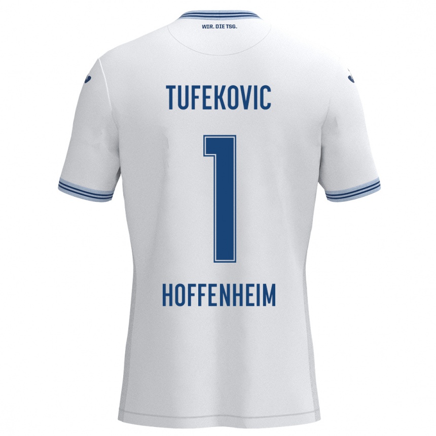 Kids Football Martina Tufekovic #1 White Blue Away Jersey 2024/25 T-Shirt