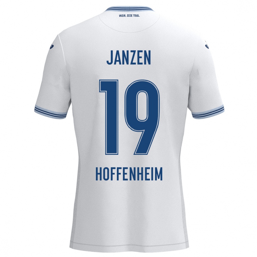 Kids Football Mathilde Janzen #19 White Blue Away Jersey 2024/25 T-Shirt