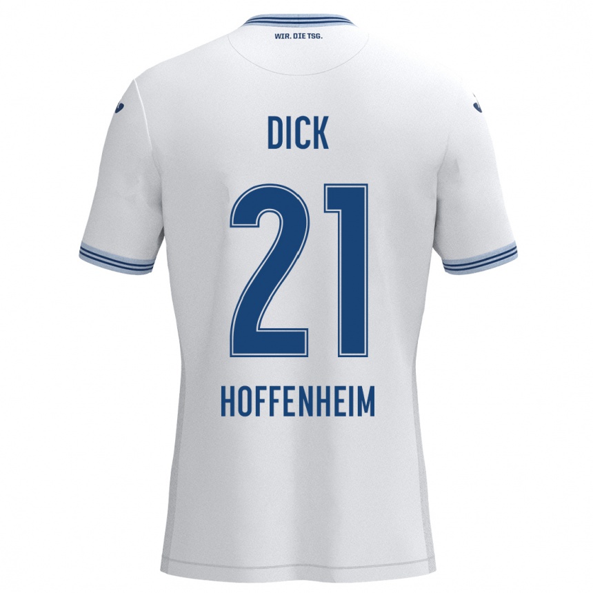 Kids Football Laura Dick #21 White Blue Away Jersey 2024/25 T-Shirt