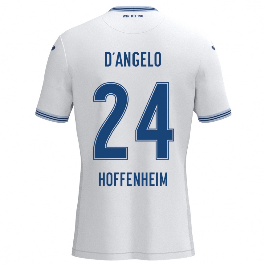 Kids Football Chiara D'angelo #24 White Blue Away Jersey 2024/25 T-Shirt