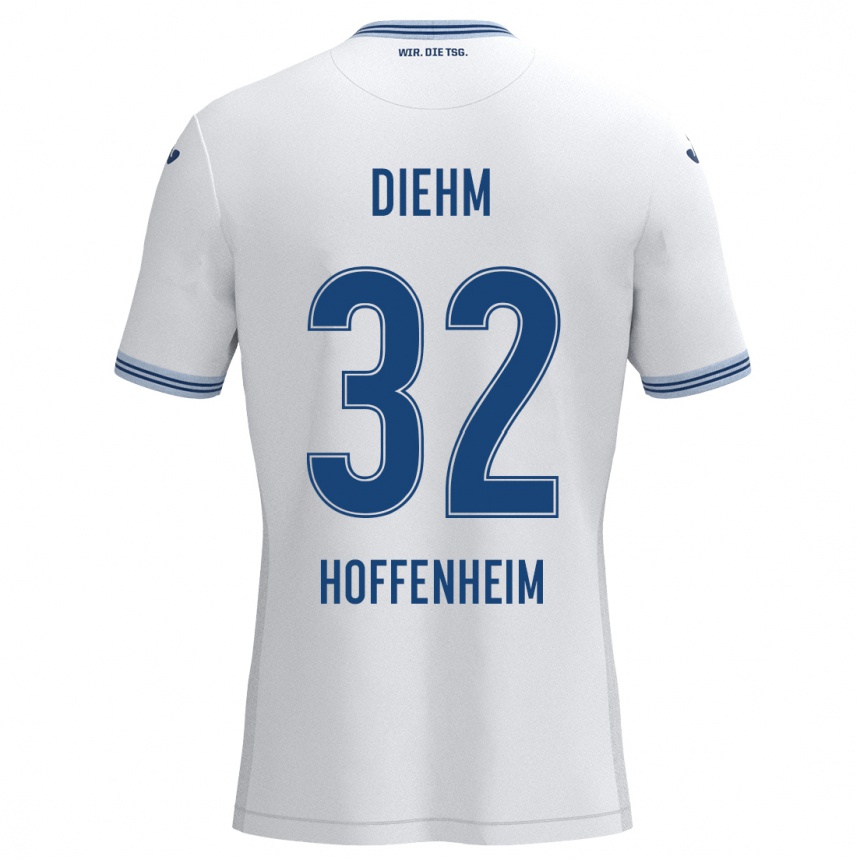 Kids Football Vanessa Diehm #32 White Blue Away Jersey 2024/25 T-Shirt