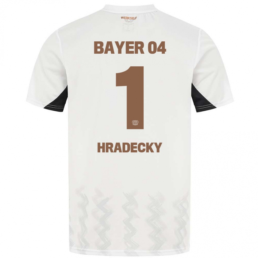 Kids Football Lukas Hradecky #1 White Black Away Jersey 2024/25 T-Shirt