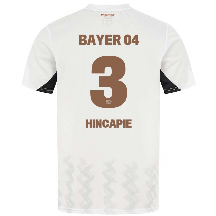 Kids Football Piero Hincapié #3 White Black Away Jersey 2024/25 T-Shirt