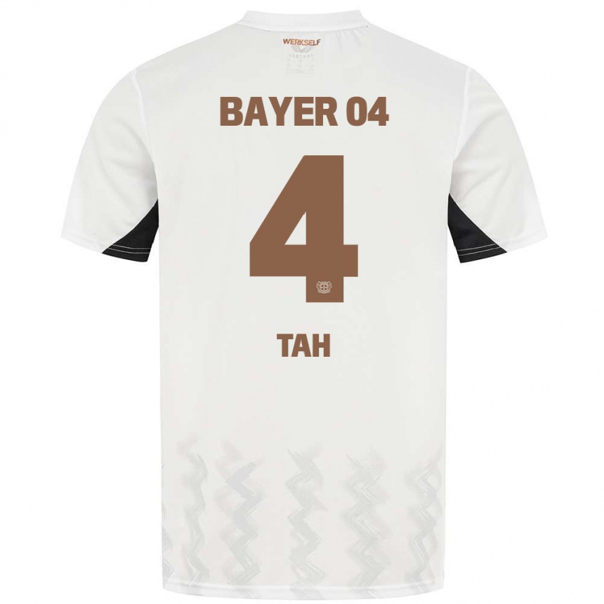 Kids Football Jonathan Tah #4 White Black Away Jersey 2024/25 T-Shirt