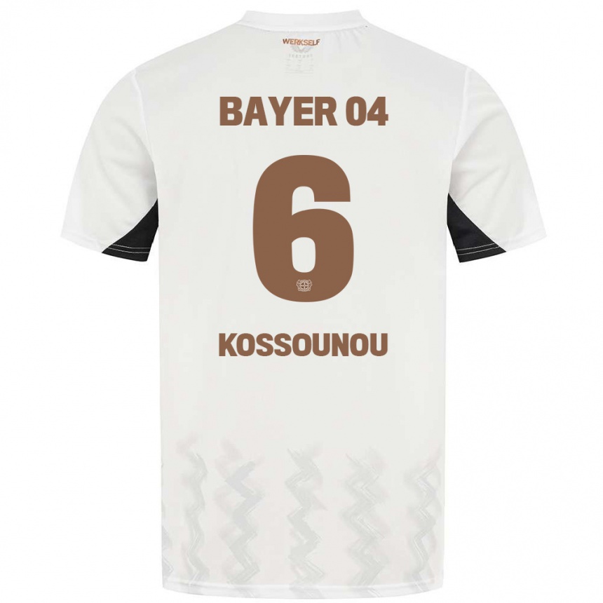 Kids Football Odilon Kossounou #6 White Black Away Jersey 2024/25 T-Shirt