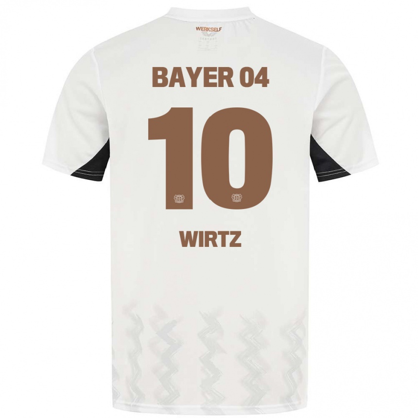 Kids Football Florian Wirtz #10 White Black Away Jersey 2024/25 T-Shirt