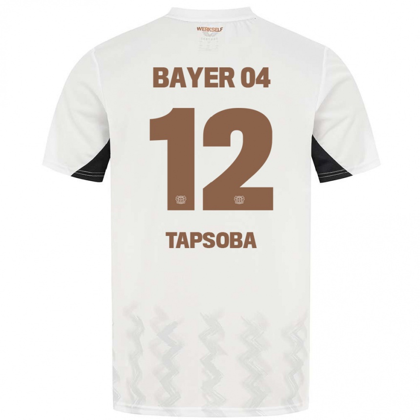 Kids Football Edmond Tapsoba #12 White Black Away Jersey 2024/25 T-Shirt