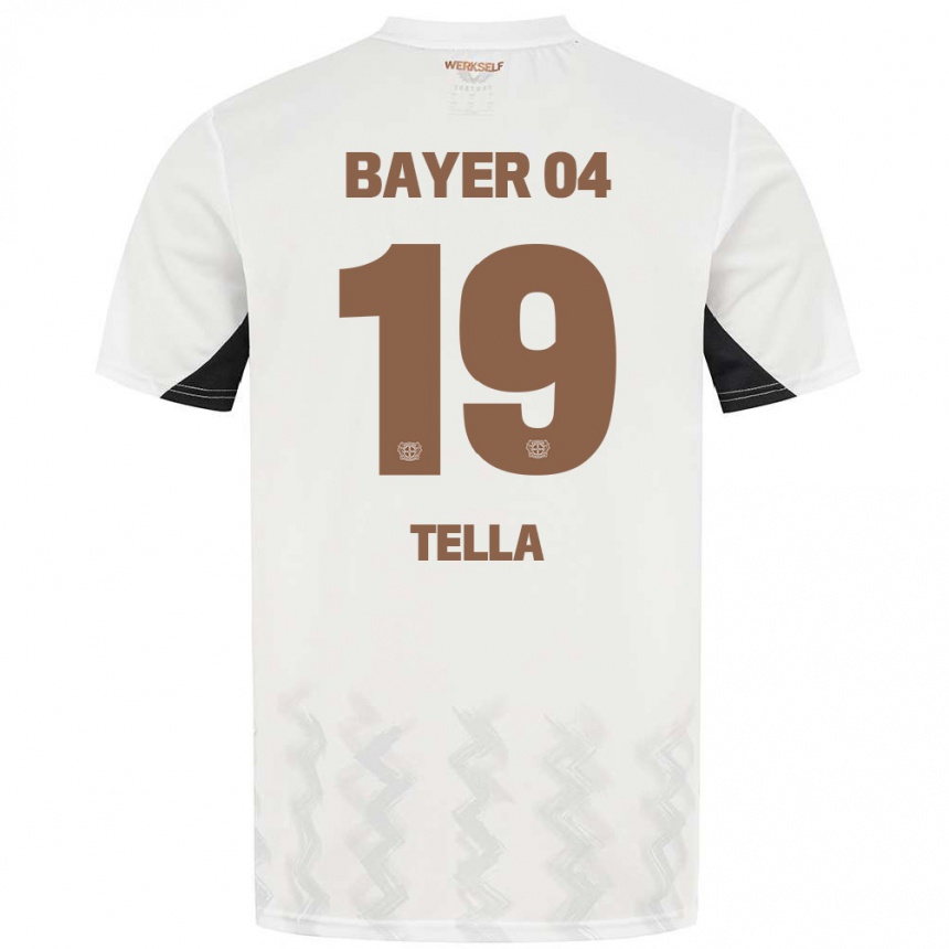 Kids Football Nathan Tella #19 White Black Away Jersey 2024/25 T-Shirt