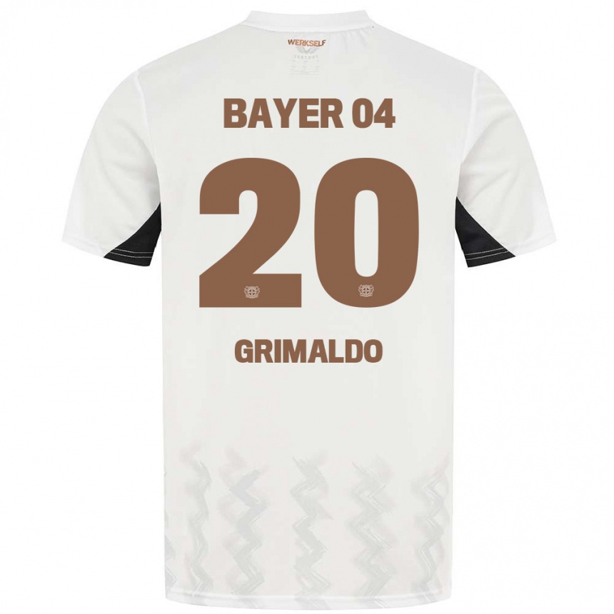 Kids Football Alejandro Grimaldo #20 White Black Away Jersey 2024/25 T-Shirt