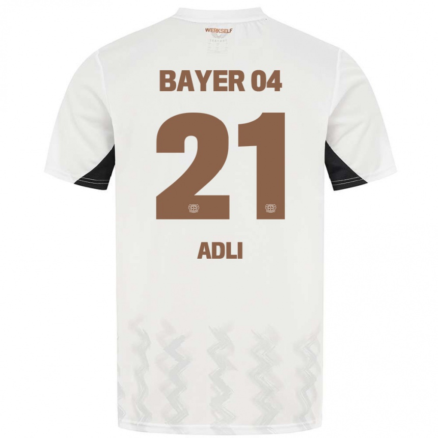 Kids Football Amine Adli #21 White Black Away Jersey 2024/25 T-Shirt