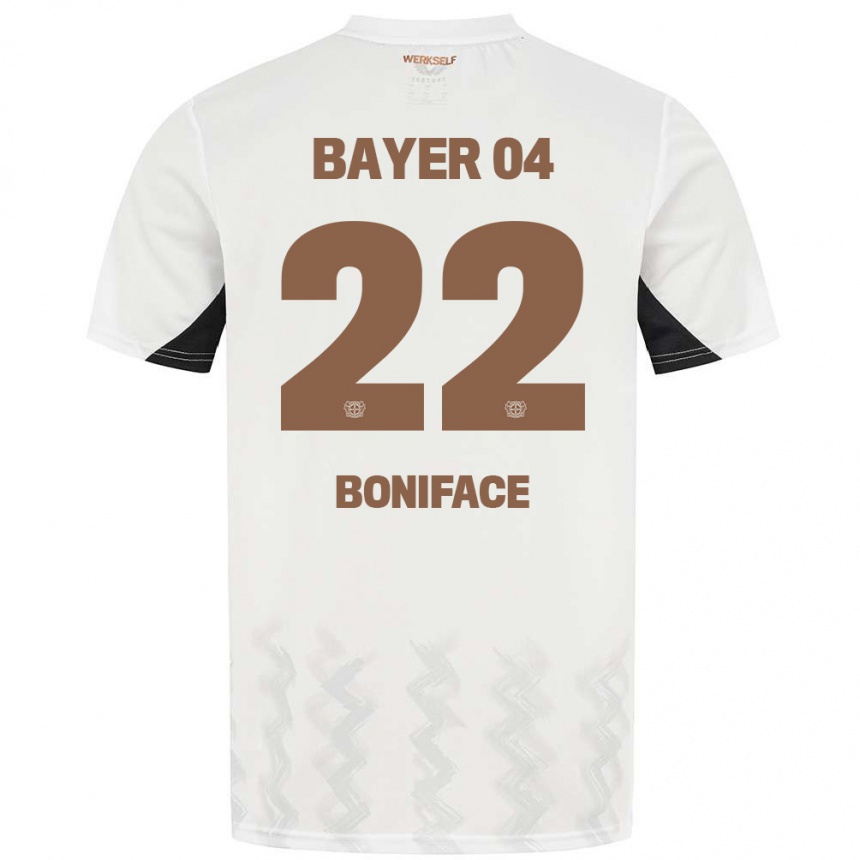 Kids Football Victor Boniface #22 White Black Away Jersey 2024/25 T-Shirt