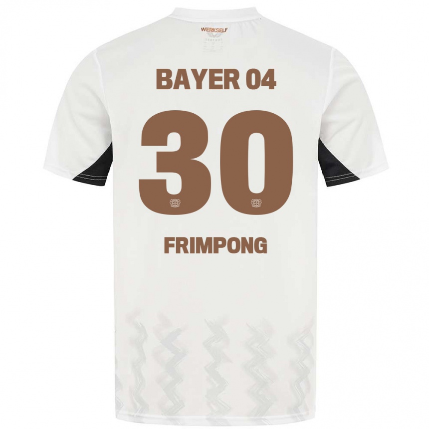 Kids Football Jeremie Frimpong #30 White Black Away Jersey 2024/25 T-Shirt