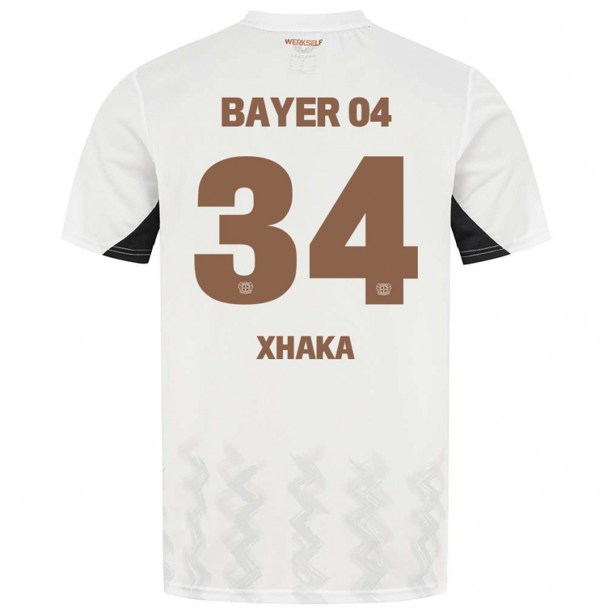 Kids Football Granit Xhaka #34 White Black Away Jersey 2024/25 T-Shirt