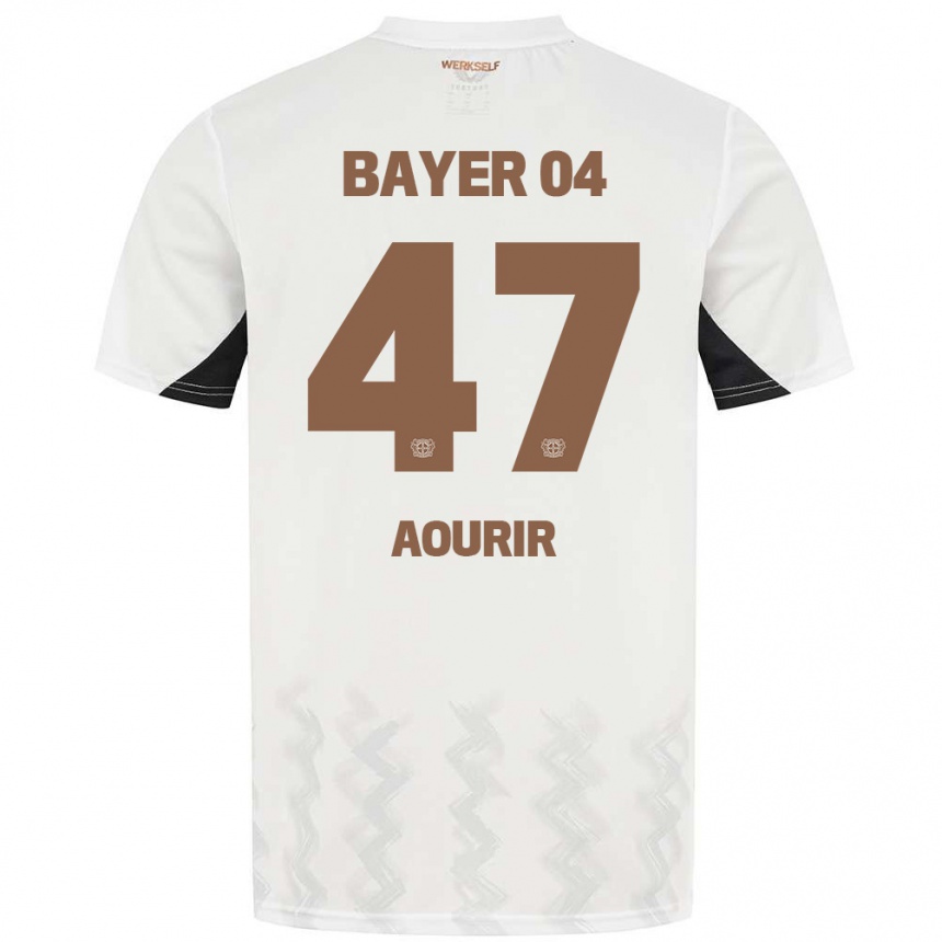 Kids Football Ayman Aourir #47 White Black Away Jersey 2024/25 T-Shirt