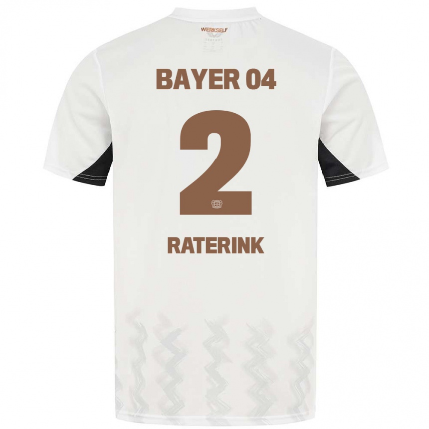 Kids Football Othniël Raterink #2 White Black Away Jersey 2024/25 T-Shirt