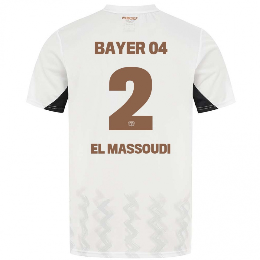 Kids Football Nassim El Massoudi #2 White Black Away Jersey 2024/25 T-Shirt