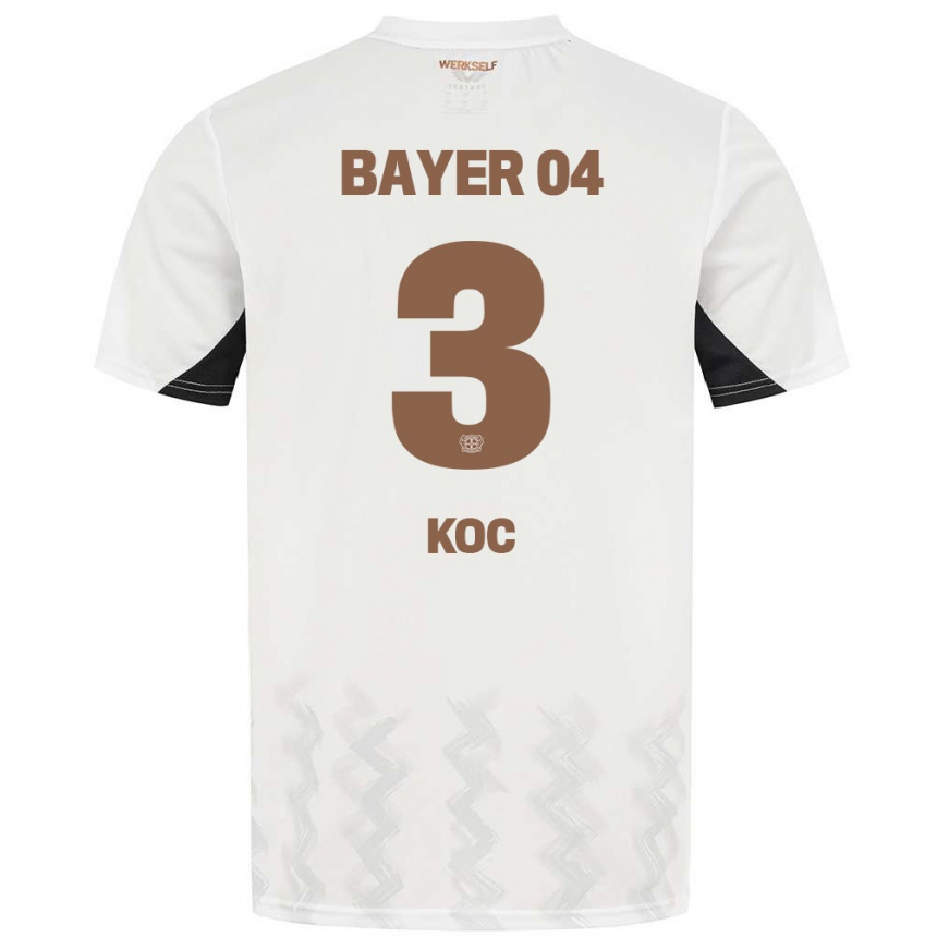 Kids Football Halil Koc #3 White Black Away Jersey 2024/25 T-Shirt