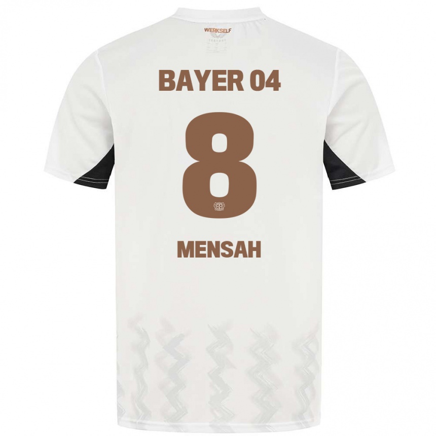 Kids Football Naba Mensah #8 White Black Away Jersey 2024/25 T-Shirt