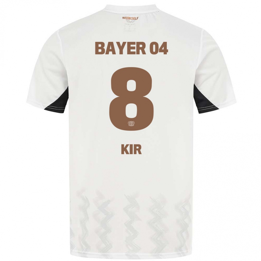 Kids Football Burak Kir #8 White Black Away Jersey 2024/25 T-Shirt