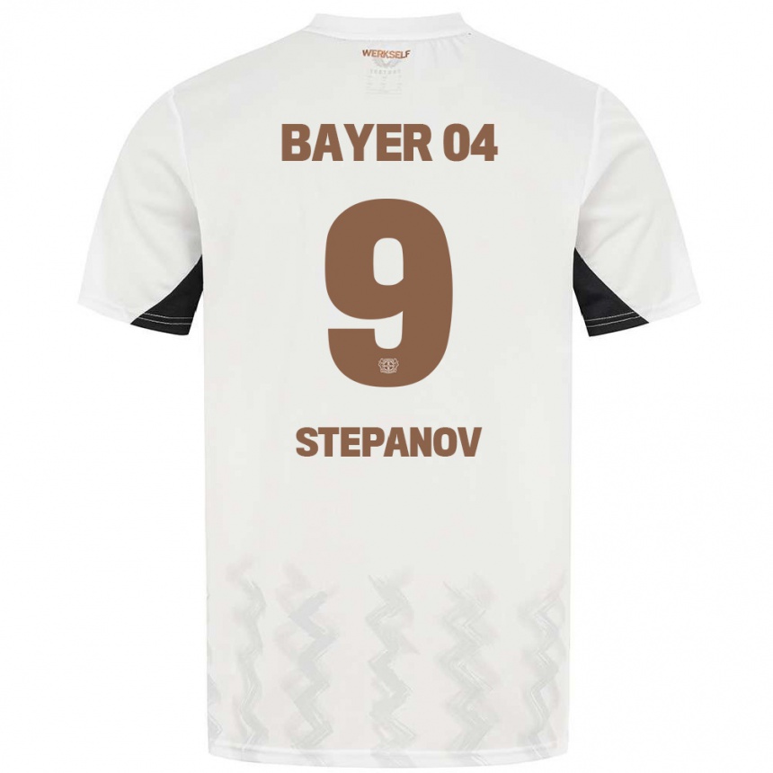 Kids Football Artem Stepanov #9 White Black Away Jersey 2024/25 T-Shirt