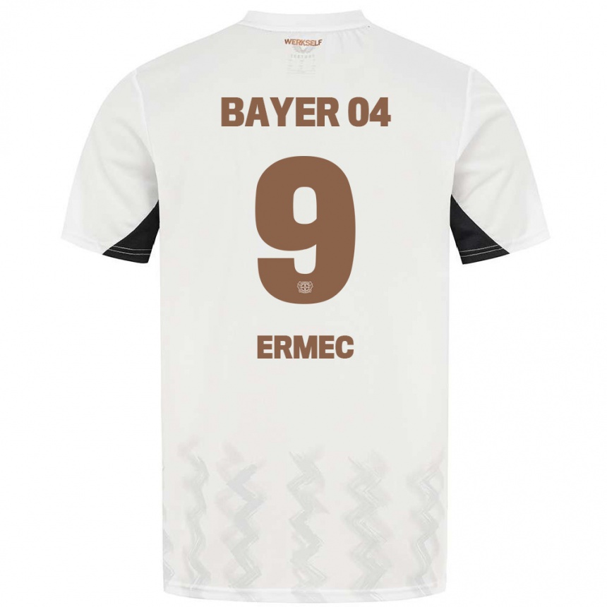 Kids Football Berkan Ermec #9 White Black Away Jersey 2024/25 T-Shirt