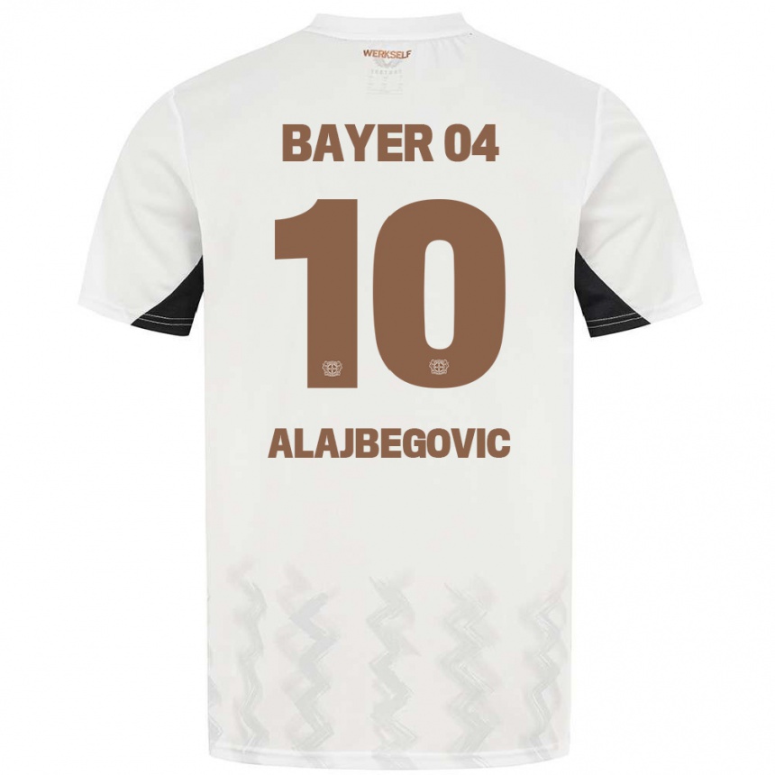 Kids Football Kerim Alajbegovic #10 White Black Away Jersey 2024/25 T-Shirt