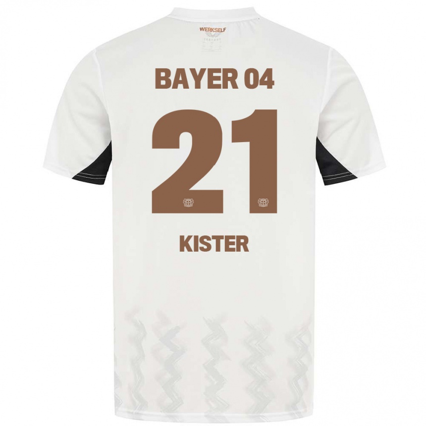 Kids Football Akim Kister #21 White Black Away Jersey 2024/25 T-Shirt