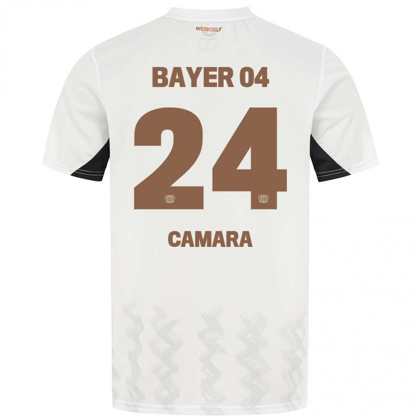 Kids Football Nourdine Camara #24 White Black Away Jersey 2024/25 T-Shirt