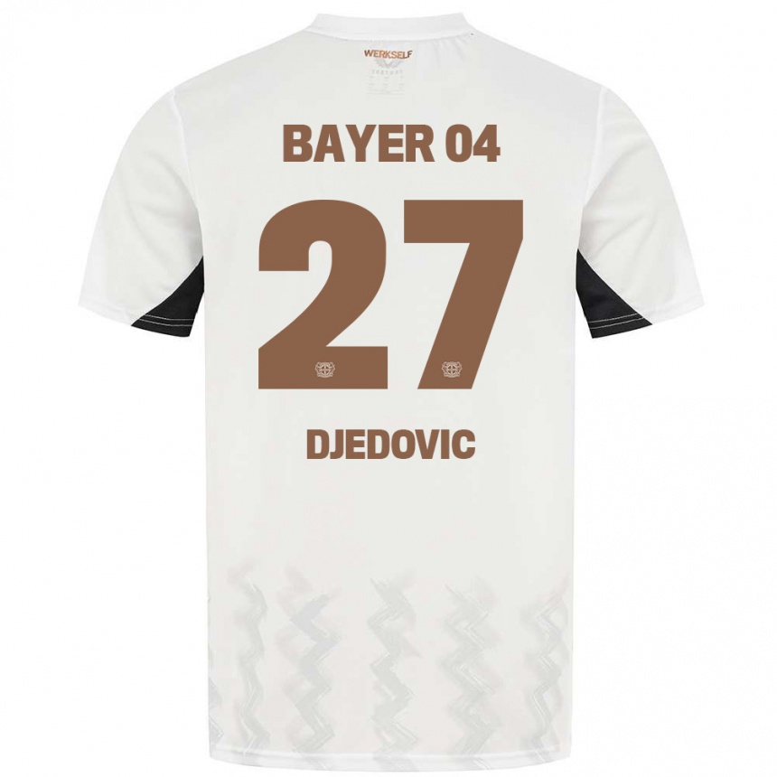 Kids Football Seldin Djedovic #27 White Black Away Jersey 2024/25 T-Shirt