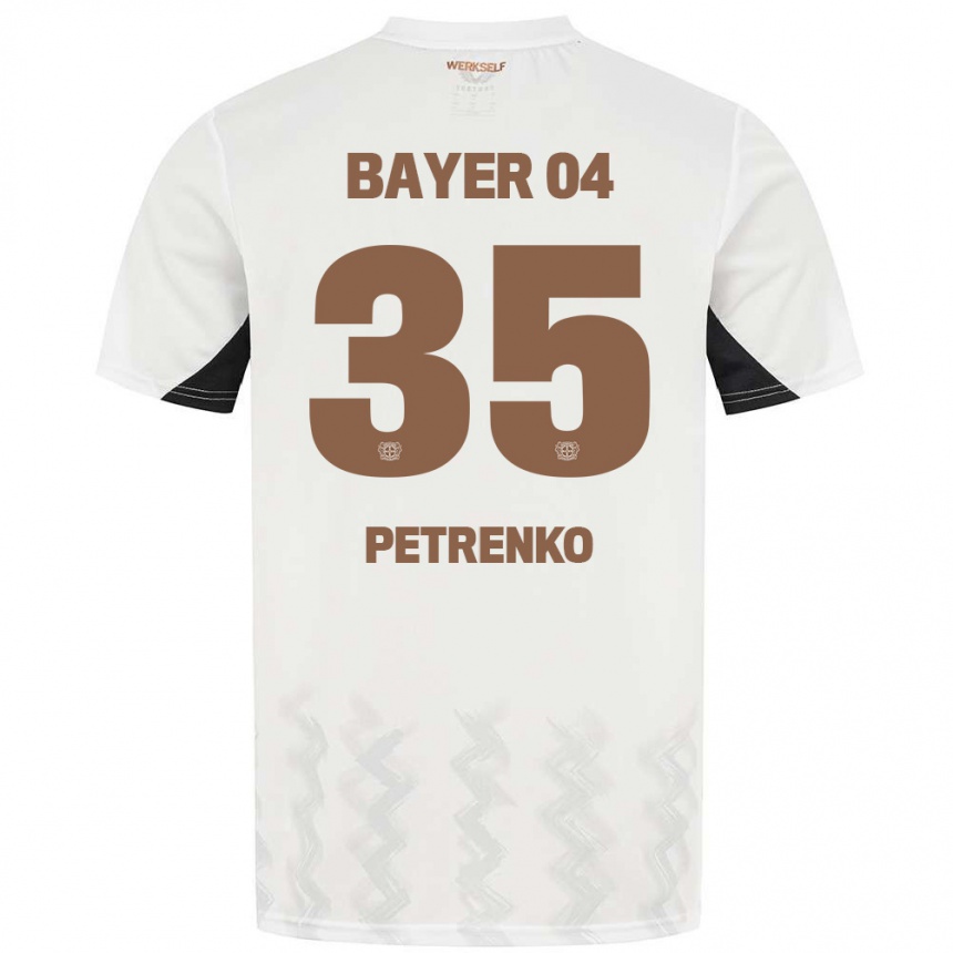 Kids Football Oleksandr Petrenko #35 White Black Away Jersey 2024/25 T-Shirt