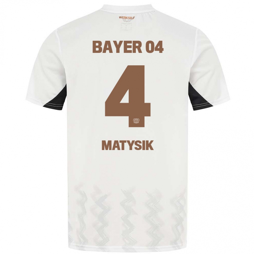 Kids Football Sylwia Matysik #4 White Black Away Jersey 2024/25 T-Shirt