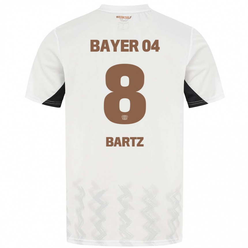 Kids Football Paulina Bartz #8 White Black Away Jersey 2024/25 T-Shirt