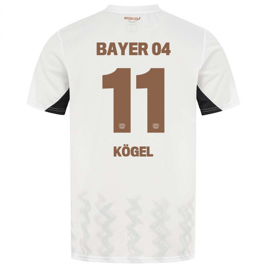 Kids Football Kristin Kögel #11 White Black Away Jersey 2024/25 T-Shirt