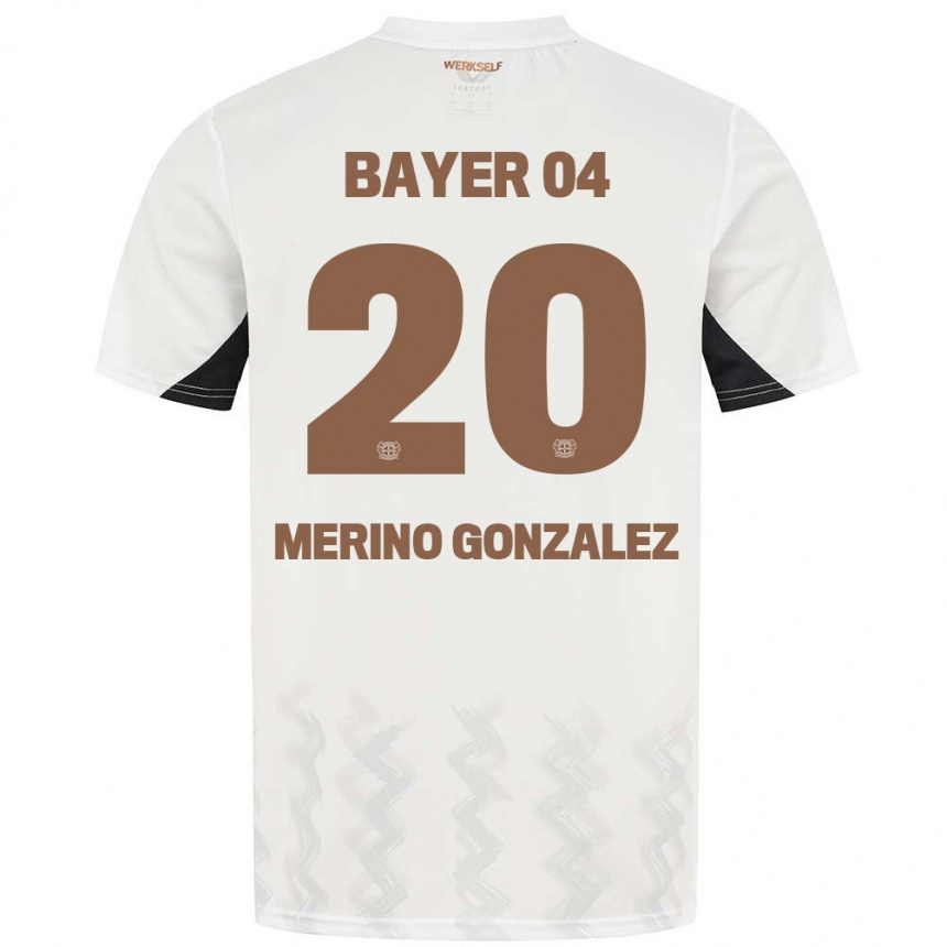 Kids Football Estrella Merino Gonzalez #20 White Black Away Jersey 2024/25 T-Shirt