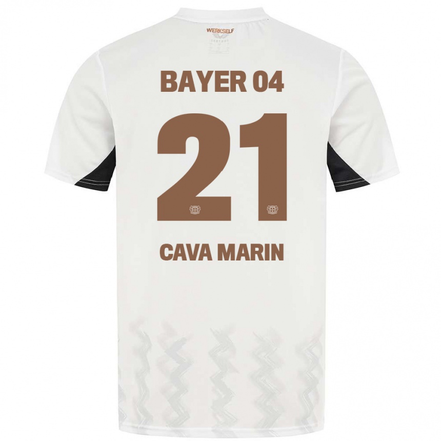 Kids Football Sofia Cava Marin #21 White Black Away Jersey 2024/25 T-Shirt