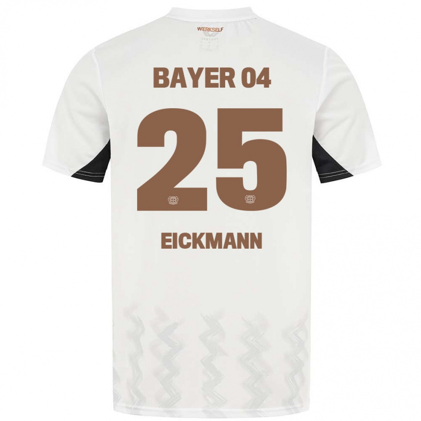 Kids Football Mia Eickmann #25 White Black Away Jersey 2024/25 T-Shirt