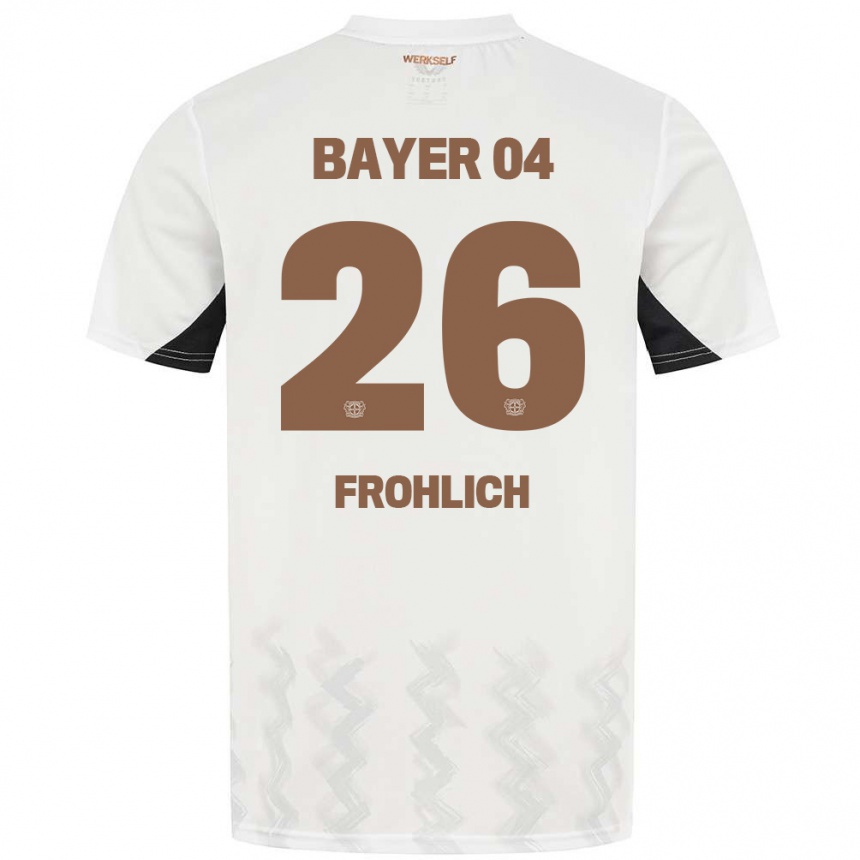 Kids Football Clara Fröhlich #26 White Black Away Jersey 2024/25 T-Shirt