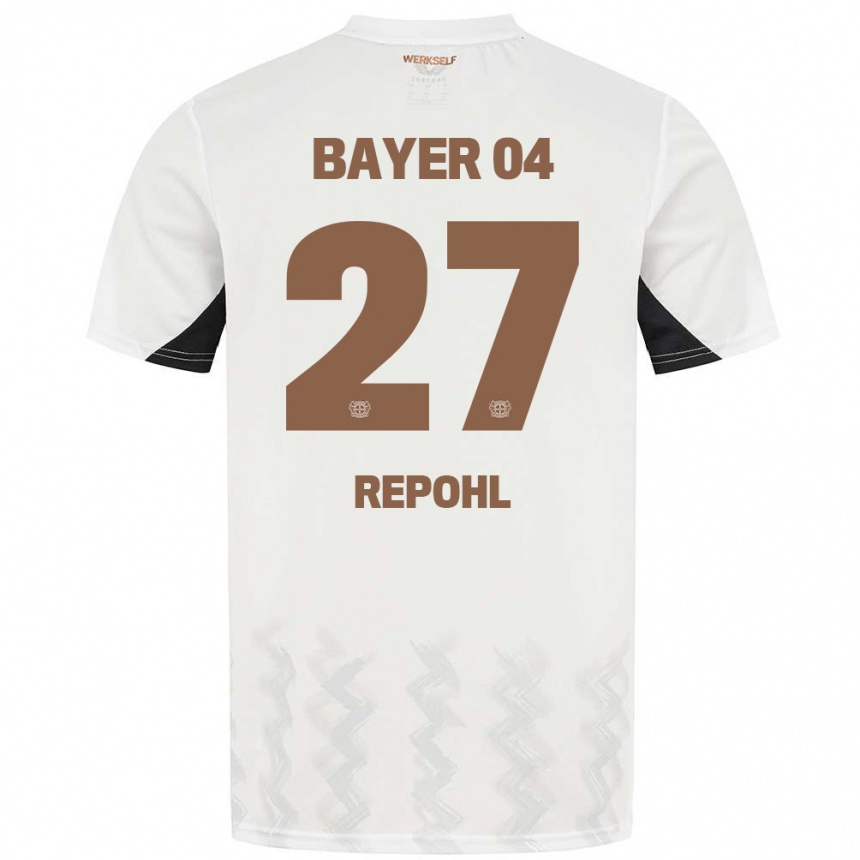 Kids Football Friederike Repohl #27 White Black Away Jersey 2024/25 T-Shirt