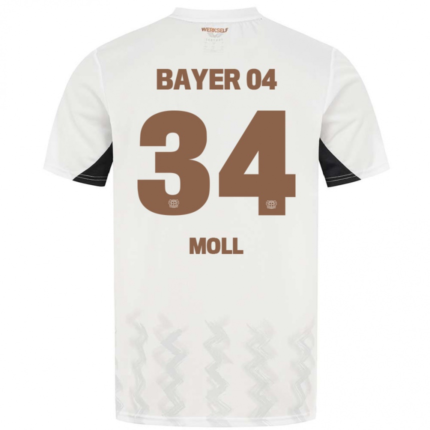 Kids Football Anne Moll #34 White Black Away Jersey 2024/25 T-Shirt