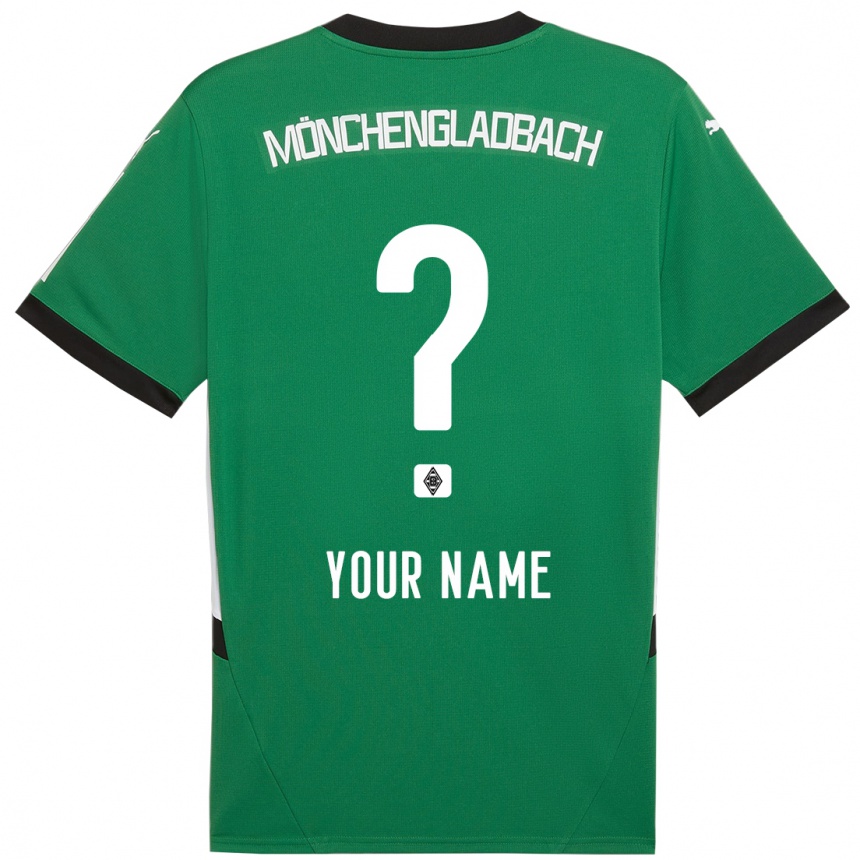 Kids Football Your Name #0 Green White Away Jersey 2024/25 T-Shirt