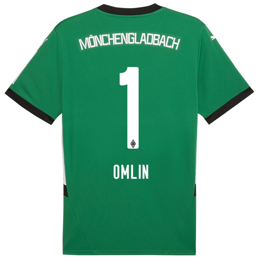 Kids Football Jonas Omlin #1 Green White Away Jersey 2024/25 T-Shirt