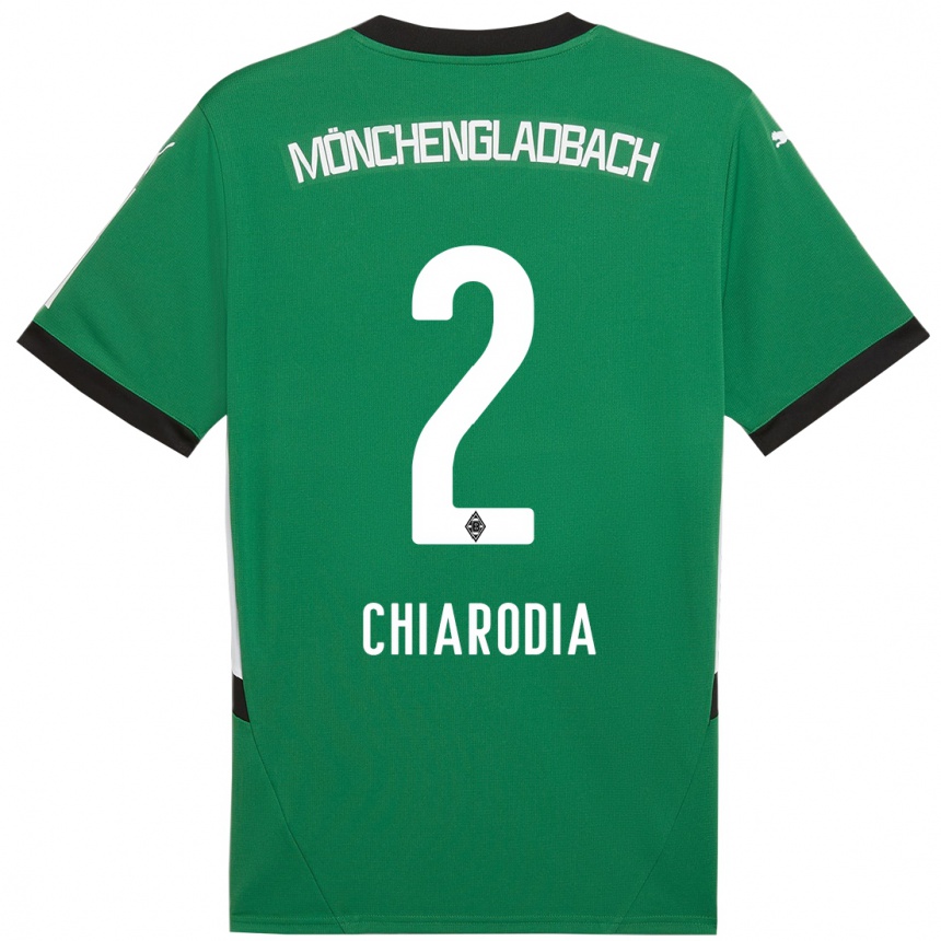 Kids Football Fabio Chiarodia #2 Green White Away Jersey 2024/25 T-Shirt